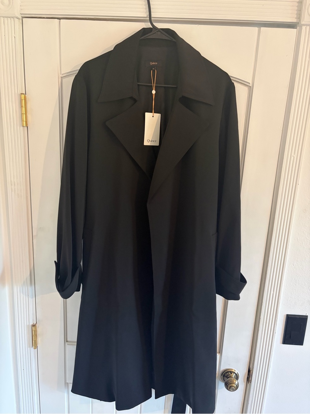 Quince Black Belted Trench Coat - Picture 6 of 6